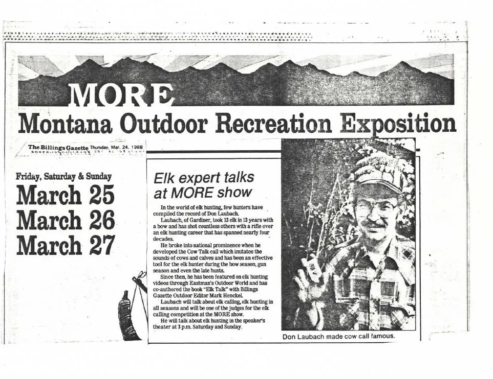 Billings Gazette clipping announcing the 1988 Montana Outdoor Recreation Exposition